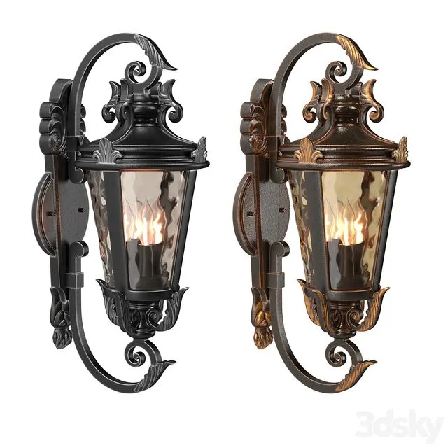Marseille Rustic Industrial Outdoor Wall Light 3D Model