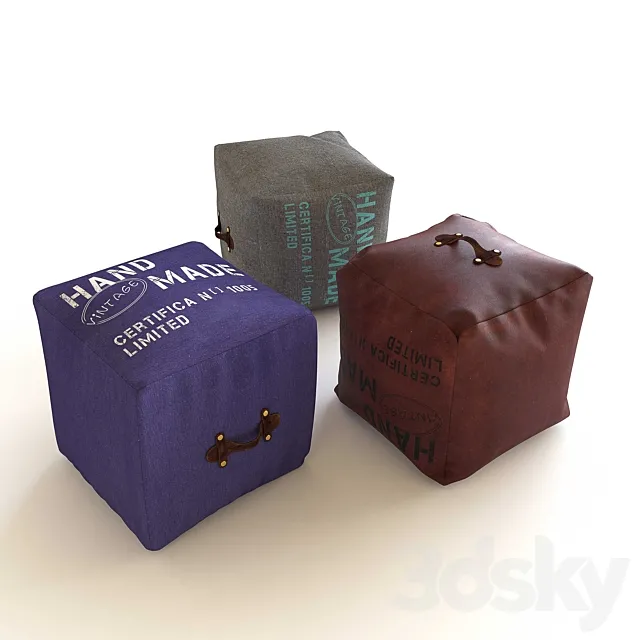 MARSHALL Pouf en tissu recyclé 3DModel