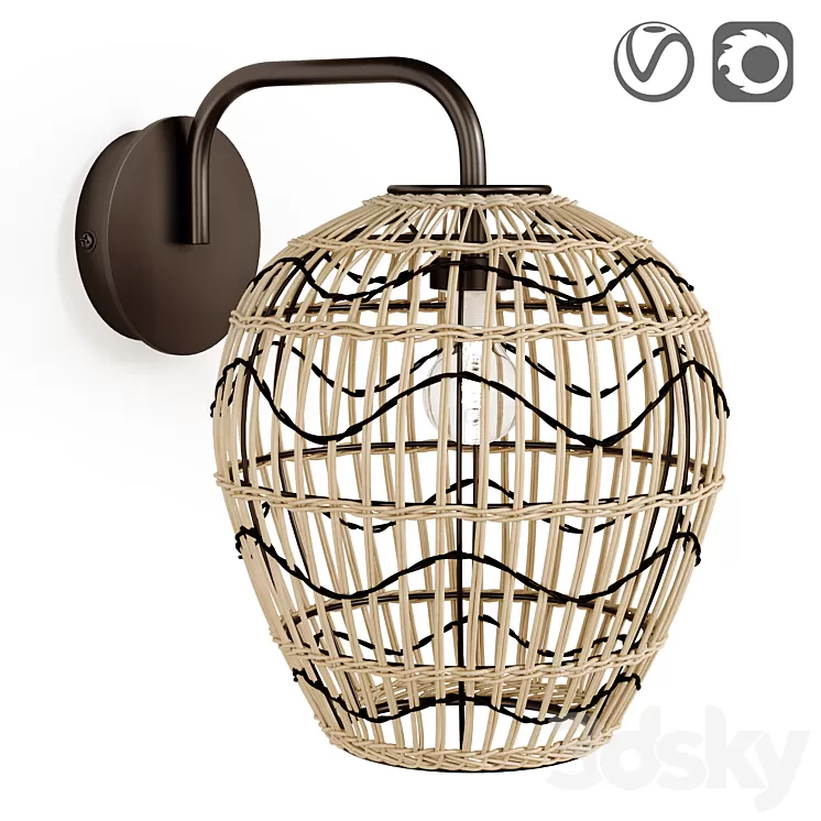 Martaban metal and rattan lamp