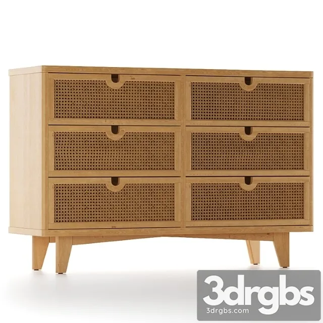 Marte 6-drawer dresser 2 3D Model Free
