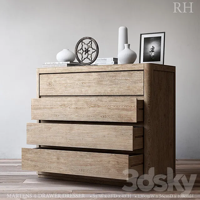 MARTENS 4-DRAWER DRESSER 3D Model