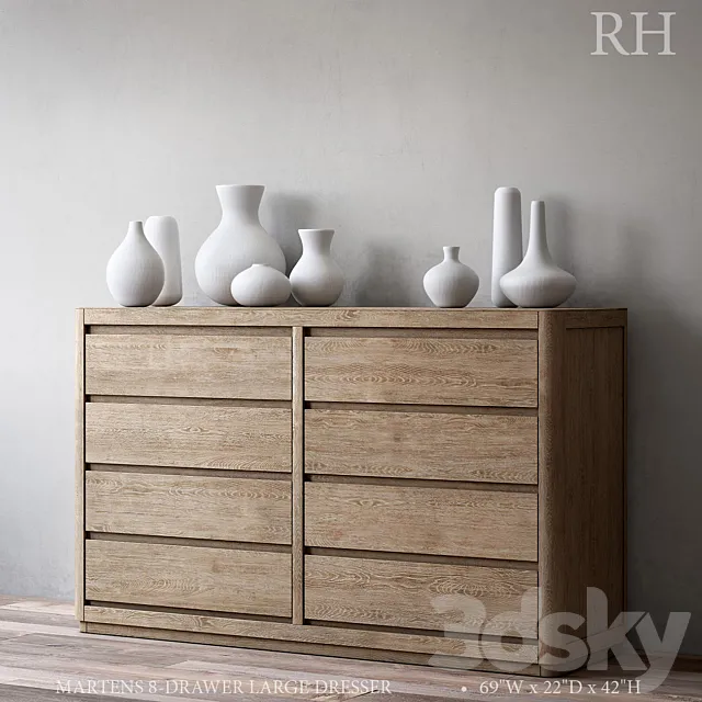 MARTENS 8-DRAWER LARGE DRESSER 3D Model