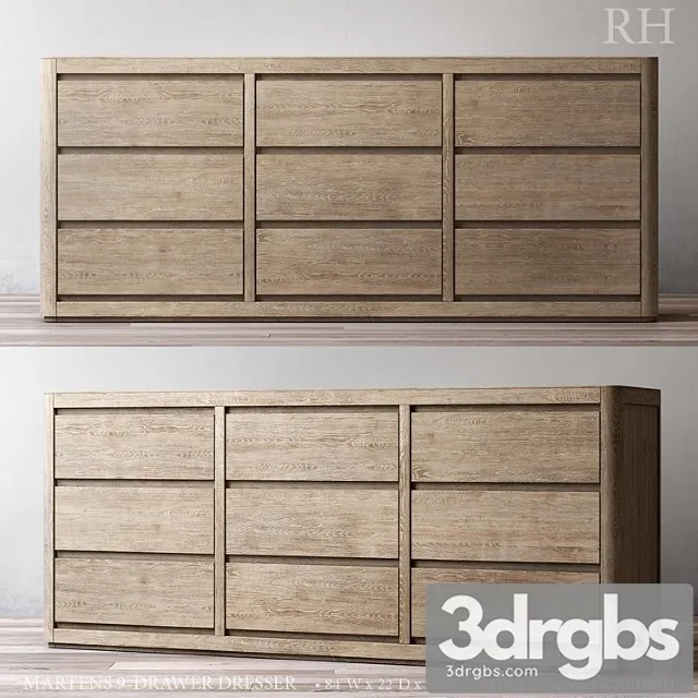 Martens 9 Drawer Dresser 3D Model Free
