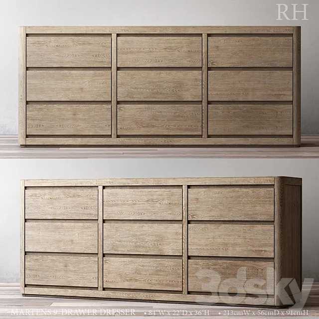 MARTENS 9-DRAWER DRESSER 3D Model