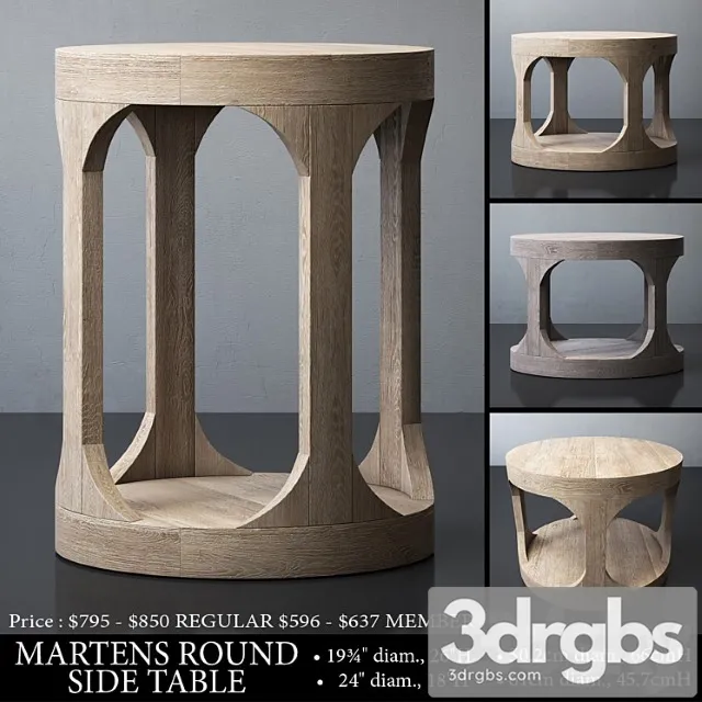 Martens round side table 2 3D Model Free