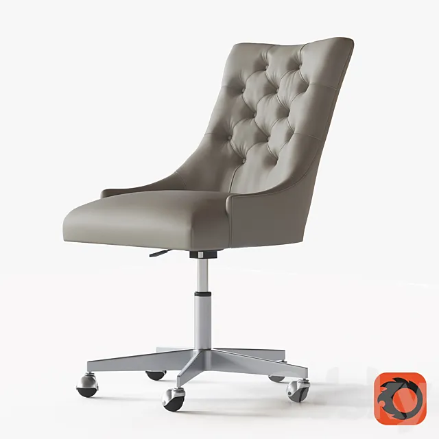 MARTINE ADJUSTABLE LEATHER DESK CHAIR - PEWTER 3D Model