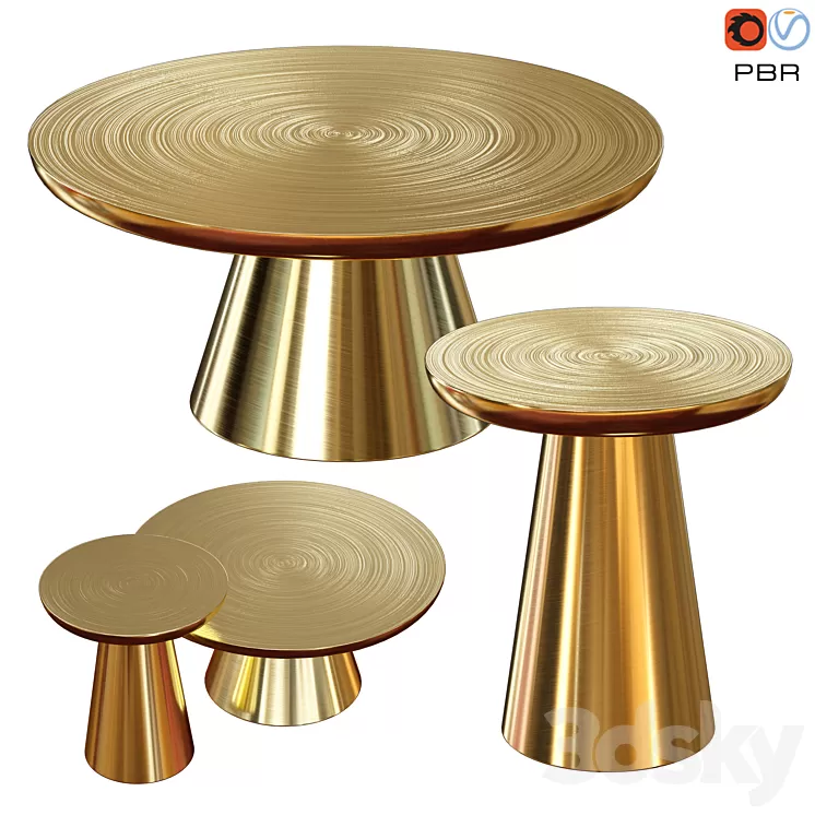 Martini Collection Gold coffe table 3D Model