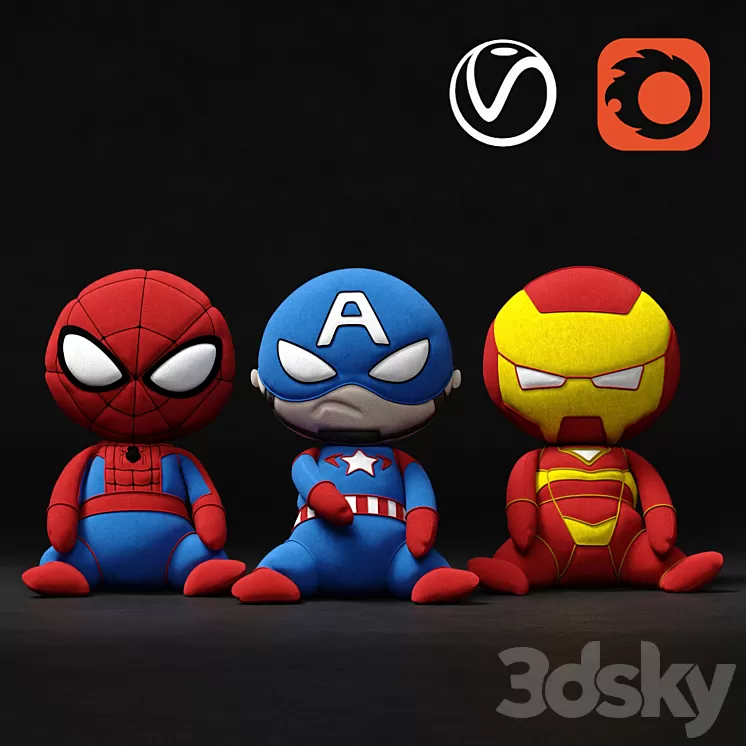 Marvel soft toys superheroes 3D Model