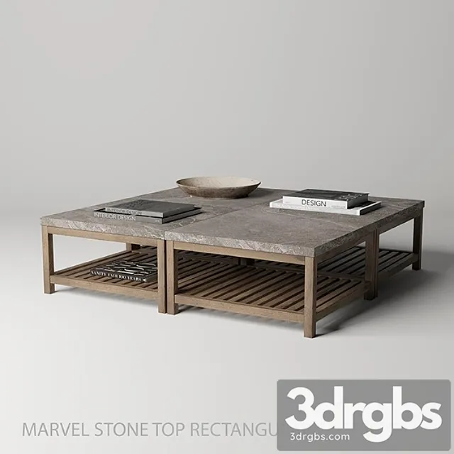 Marvel stone top rectangular coffee table 2 3D Model Free