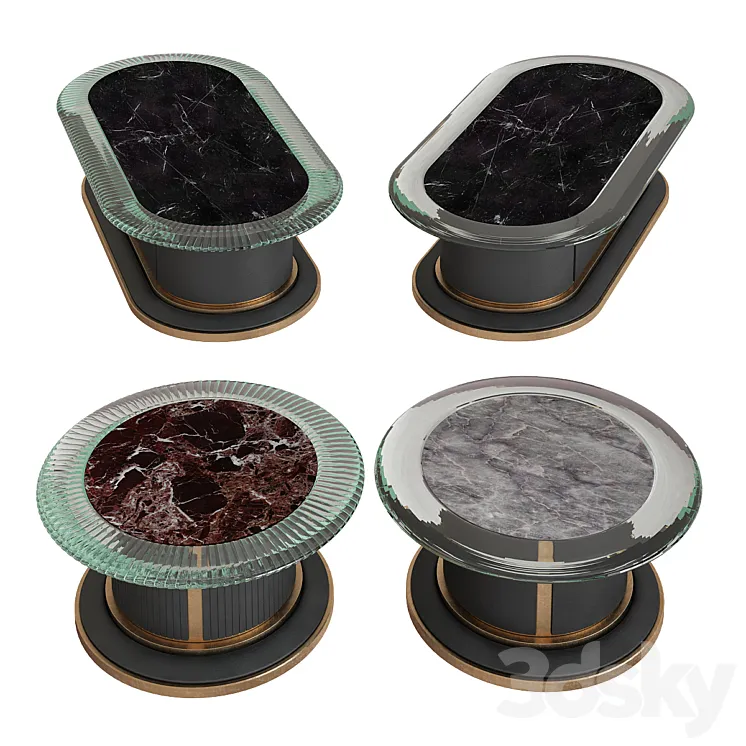 Mascheroni DAYTONA and COLOMBO leather coffee table 3D Model Free