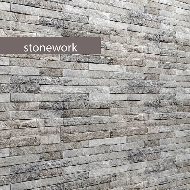 masonry wall wild stone slate 3D Model