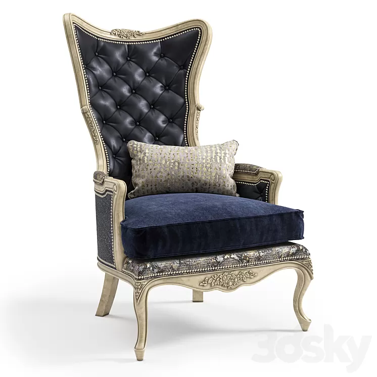 Massoud: Celeste Leather Wing Chair 3D Model