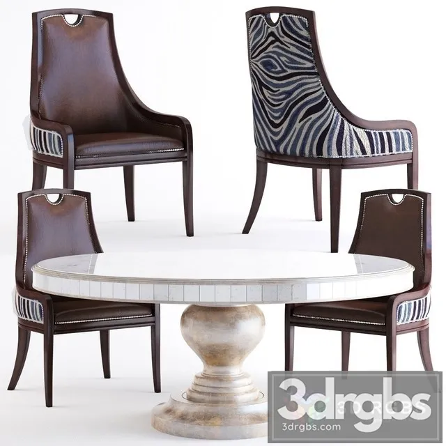 Massoud Markham Leather Dining Chair 3D Model Download