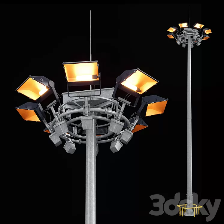Mast with mobile crown + Spotlight Jupiter 3D Model