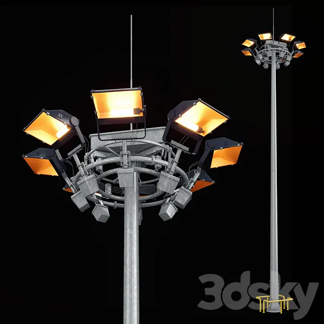 Mast with mobile crown + Spotlight Jupiter 3DModel