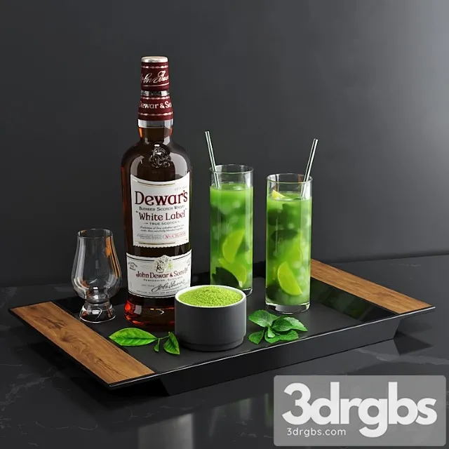 Matcha cocktail set 3D Model Free