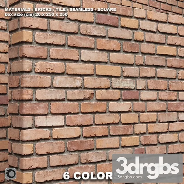 Material (seamless) - brick tile set 12 3D Model Free