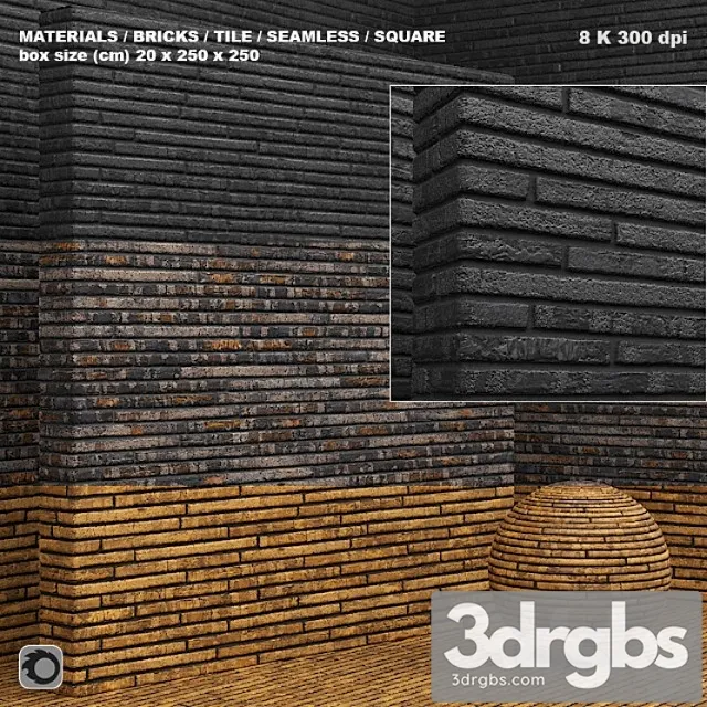 Material (seamless) - brick tile set 2 3D Model Free