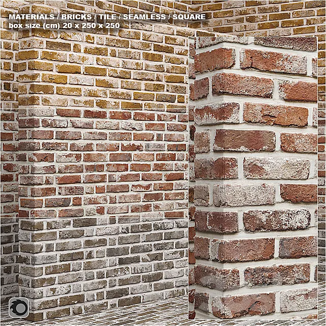 Material (seamless) - brick tile set 9 3D Model