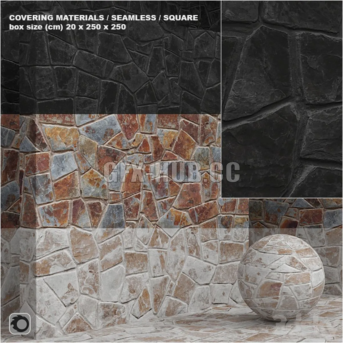 Material (seamless) - stone masonry set 11 3D Model