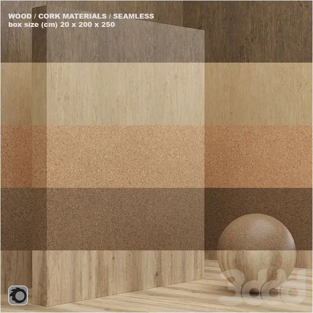 Material wood cork (seamless) - set 12 3D Model
