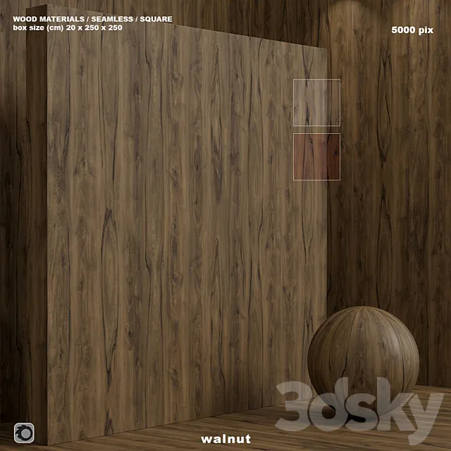Material wood (seamless) walnut - set 111 3D Model