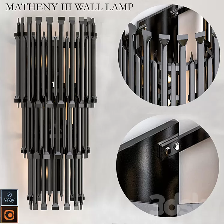 MATHENY III WALL LAMP by DELIGHTFULL Black 3D Model