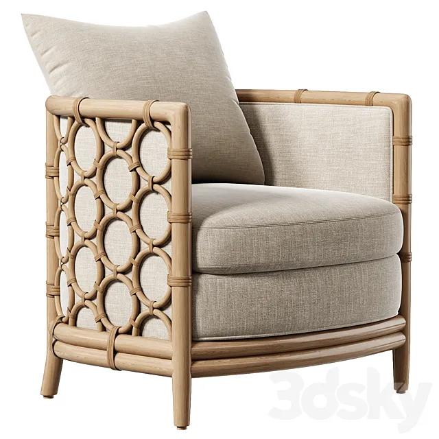McGuire Furniture MCA80 Barrel Lounge Chair Laura Kirar 3D Model