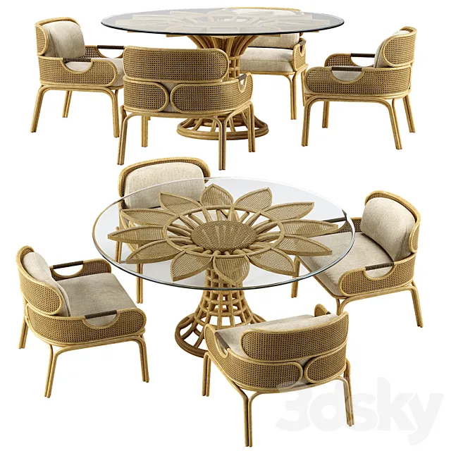 Mcguire Sunflower dining set 3DModel