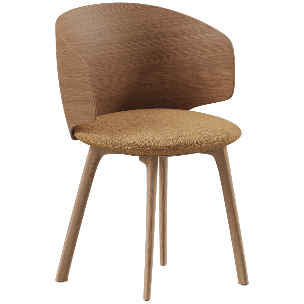 MDF Italia - Armchair Universal Collection 4 legged oak base 3D Model