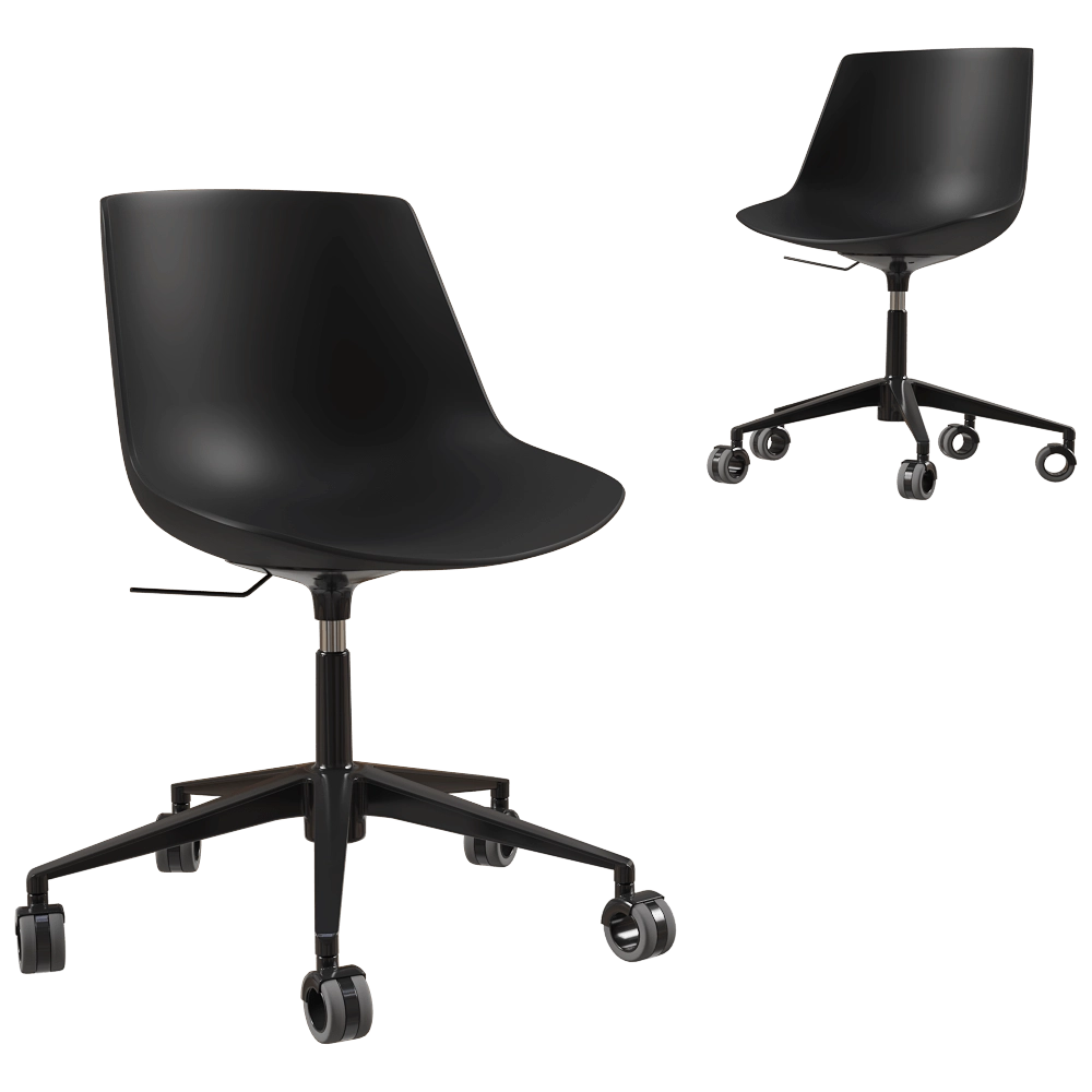 MDF Italia - Chair Flow height adjustable 5 point star base on castors 3D Model