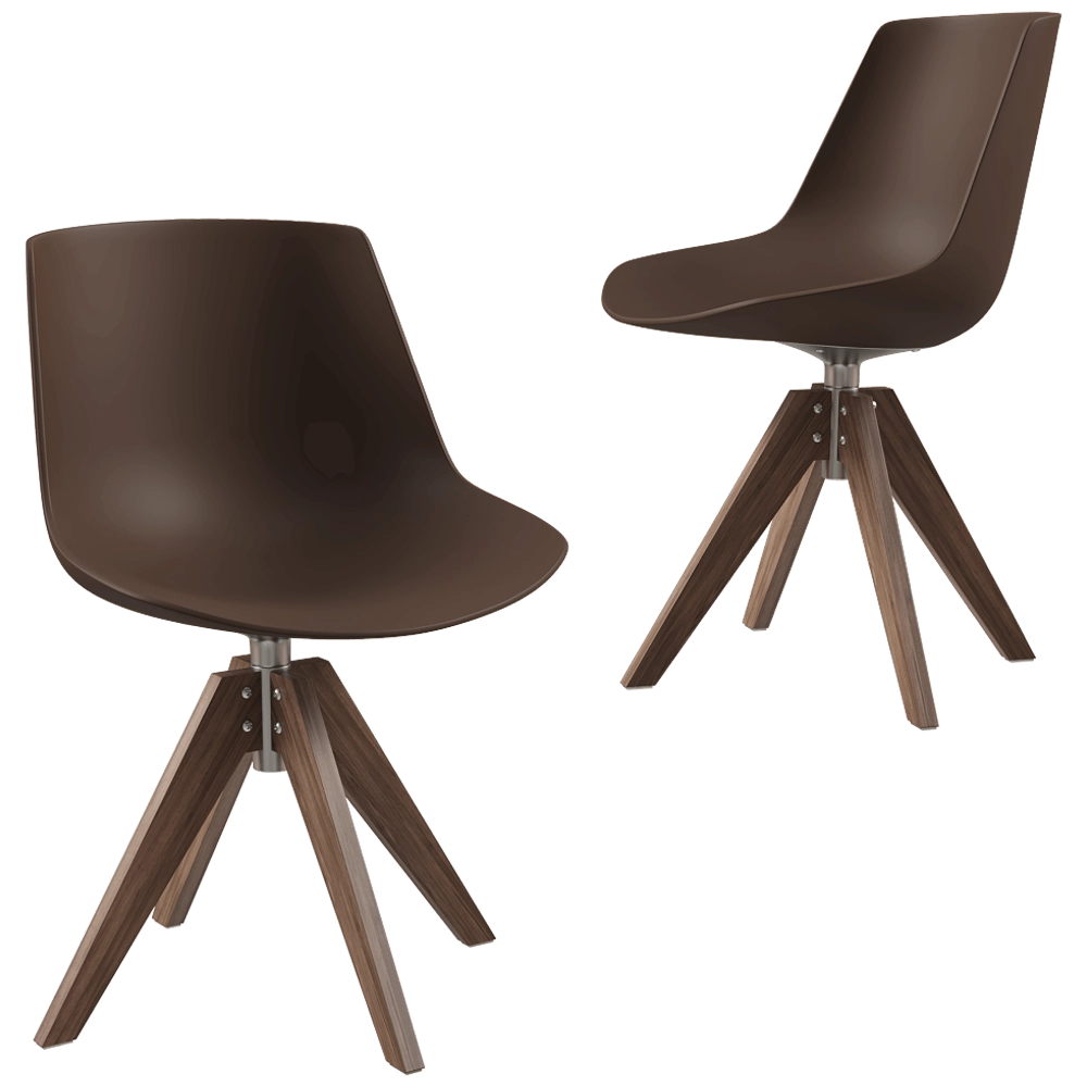MDF Italia - Chair Flow VN 4 legged wood base 3D Model