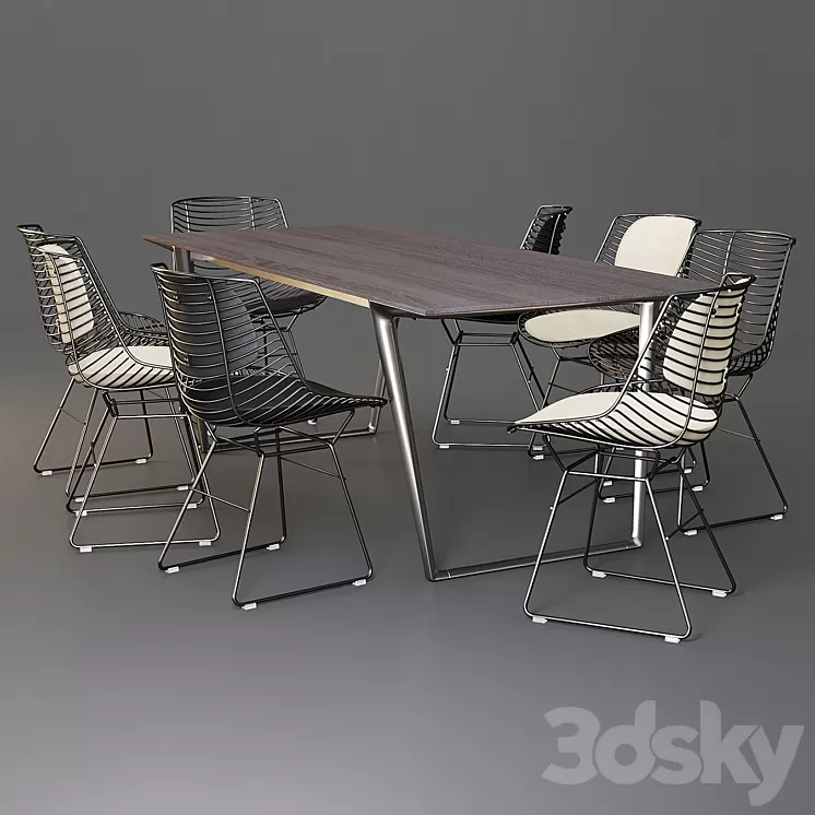 MDF Italia: Dining Set (Table Axy Comfort & Chair Flow Filo) 3D Model