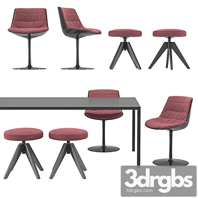 Mdf italia - flow chairs and tense table 2 3D Model Free