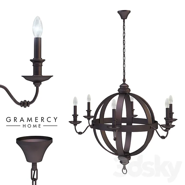 Medieval metal orb chandelier Gramercy home 3D Model