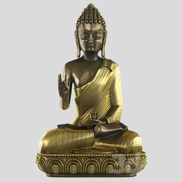 Meditating Buddha with lotus flower 3DModel