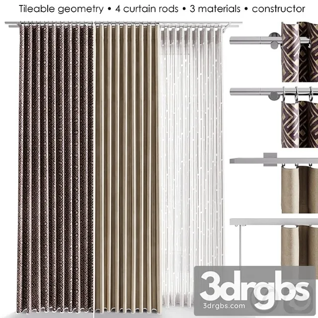 Medium curtain constructor 3D Model Free