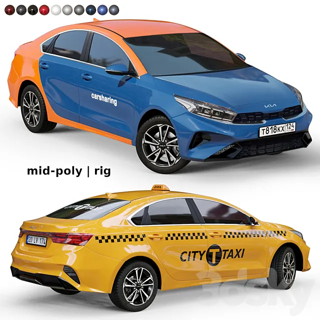 Medium polygonal car Kia Cerato 2022 Free Download