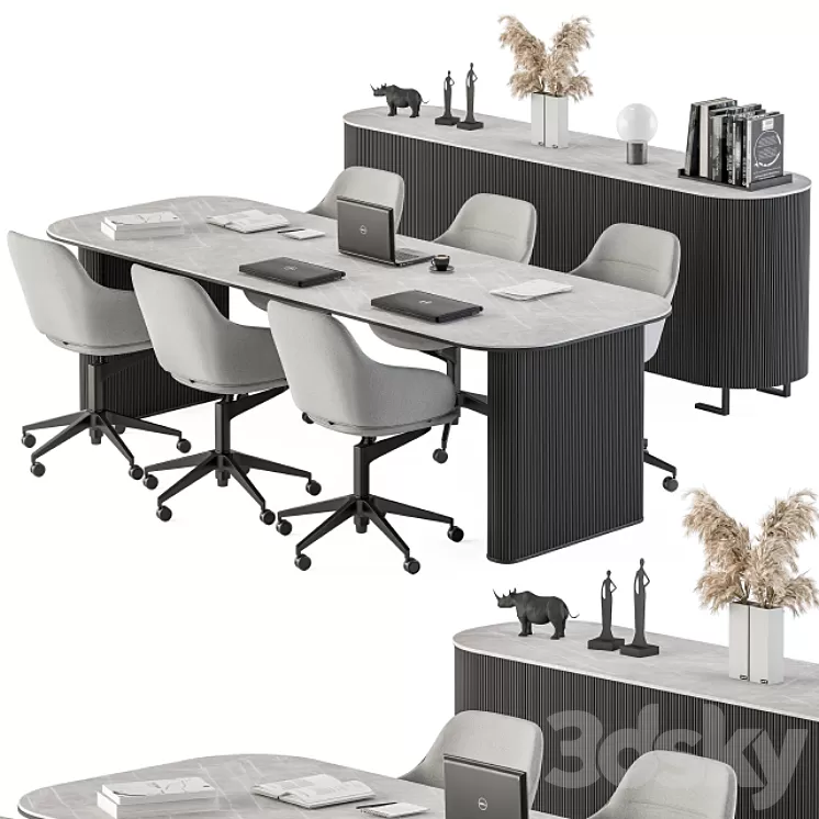 Meeting Table Black and Gray - Office Furniture 234 3D Model