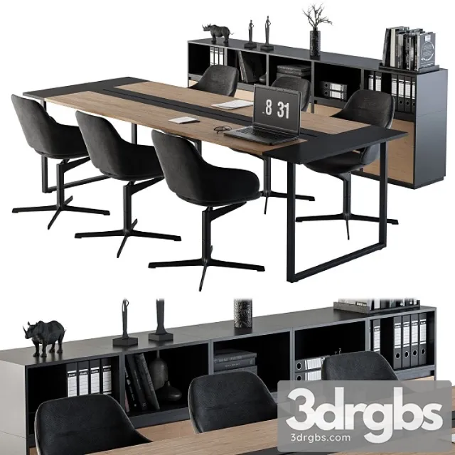 Meeting table with office chair 06 2 3D Model Free