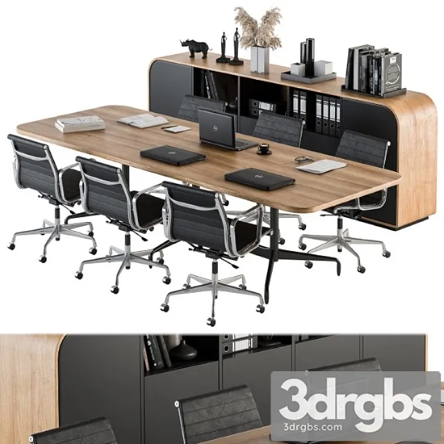 Meeting Table With Office Chair 07 3D Model Free