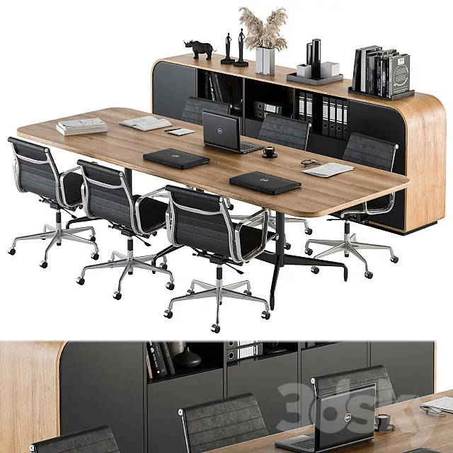 Meeting Table with office chair 07 3D Model