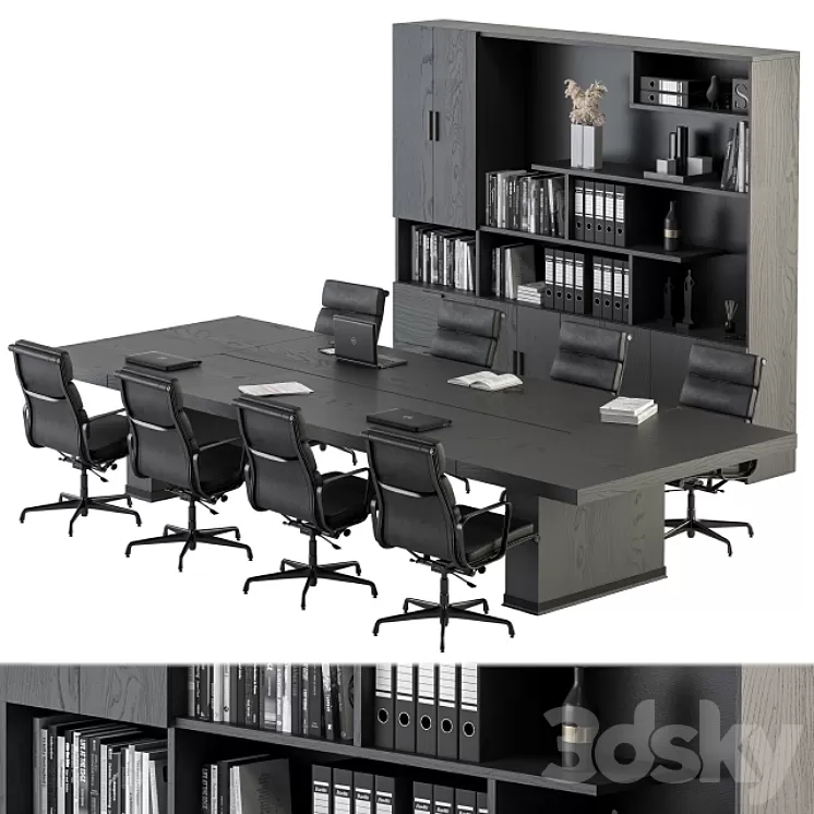 Meeting Table with office chair 08 3D Model