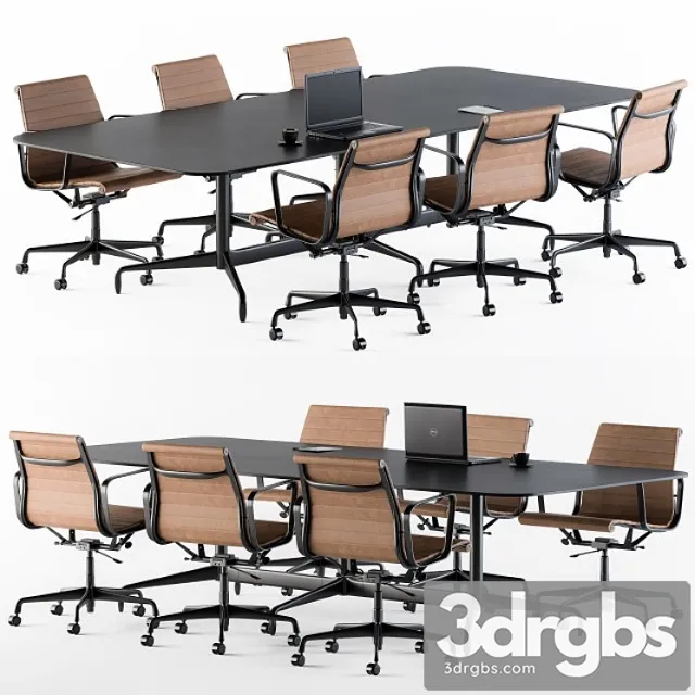 Meeting table with office chair 2 3D Model Free