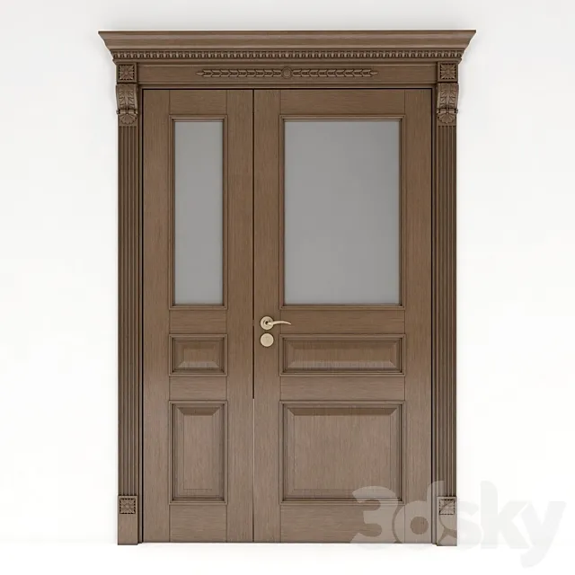 mehkomnatnaya door with glass in 1300 3DModel