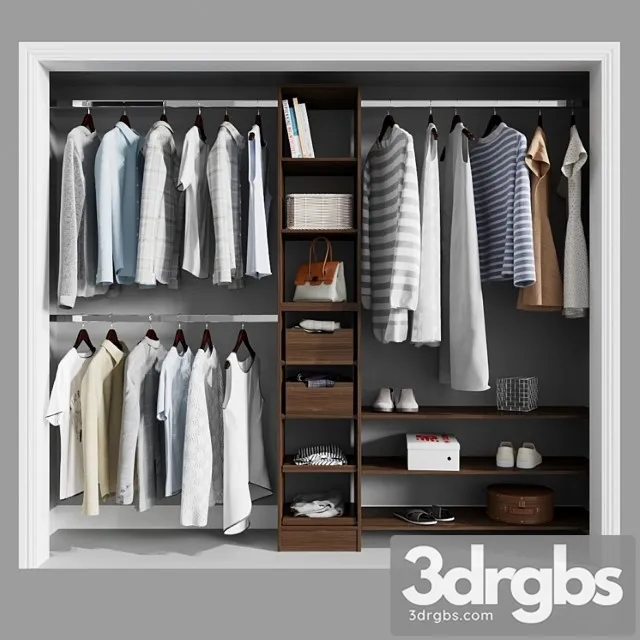 Melamine reach-in closet kit in mocha 3D Model Free