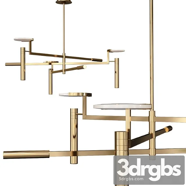 Melange large floating disc chandelier 3D Model Free