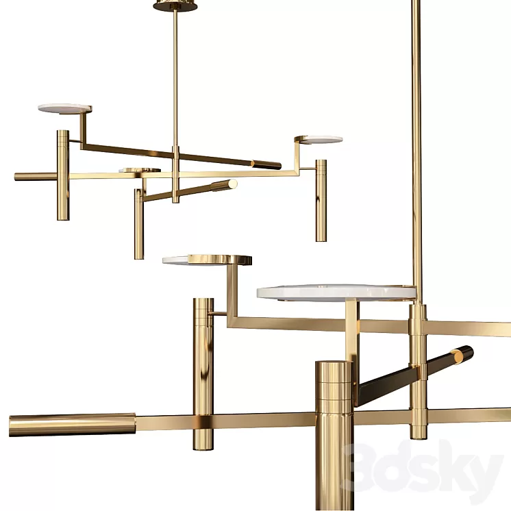 Melange Large Floating Disc Chandelier 3D Model