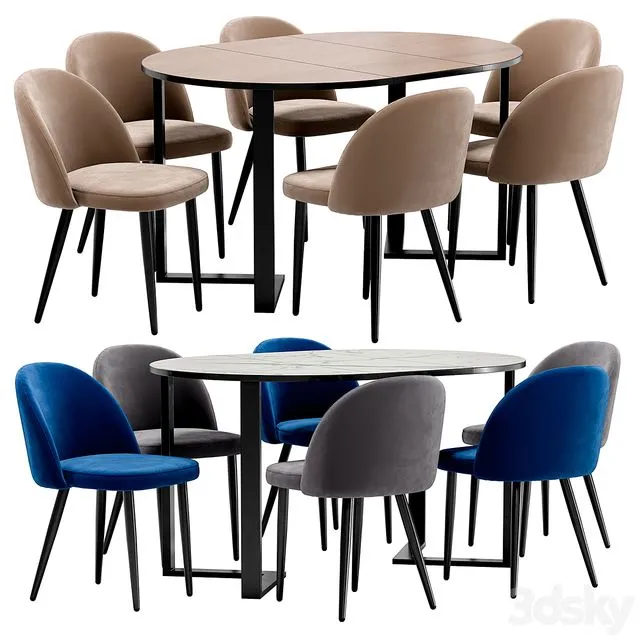 Melody dining chair and Sheffilton table 3D Model