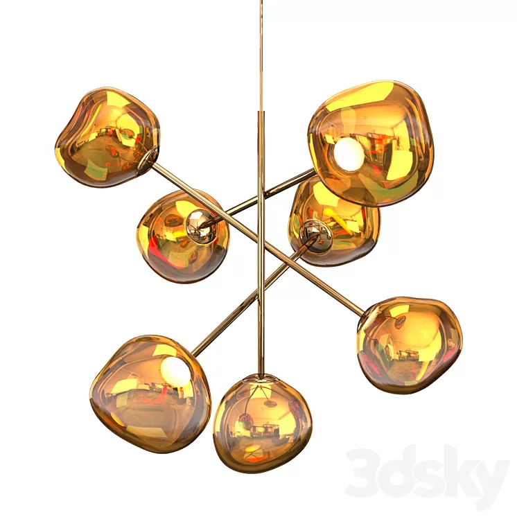MELT LED CHANDELIER GOLD LARGE 3D Model Free
